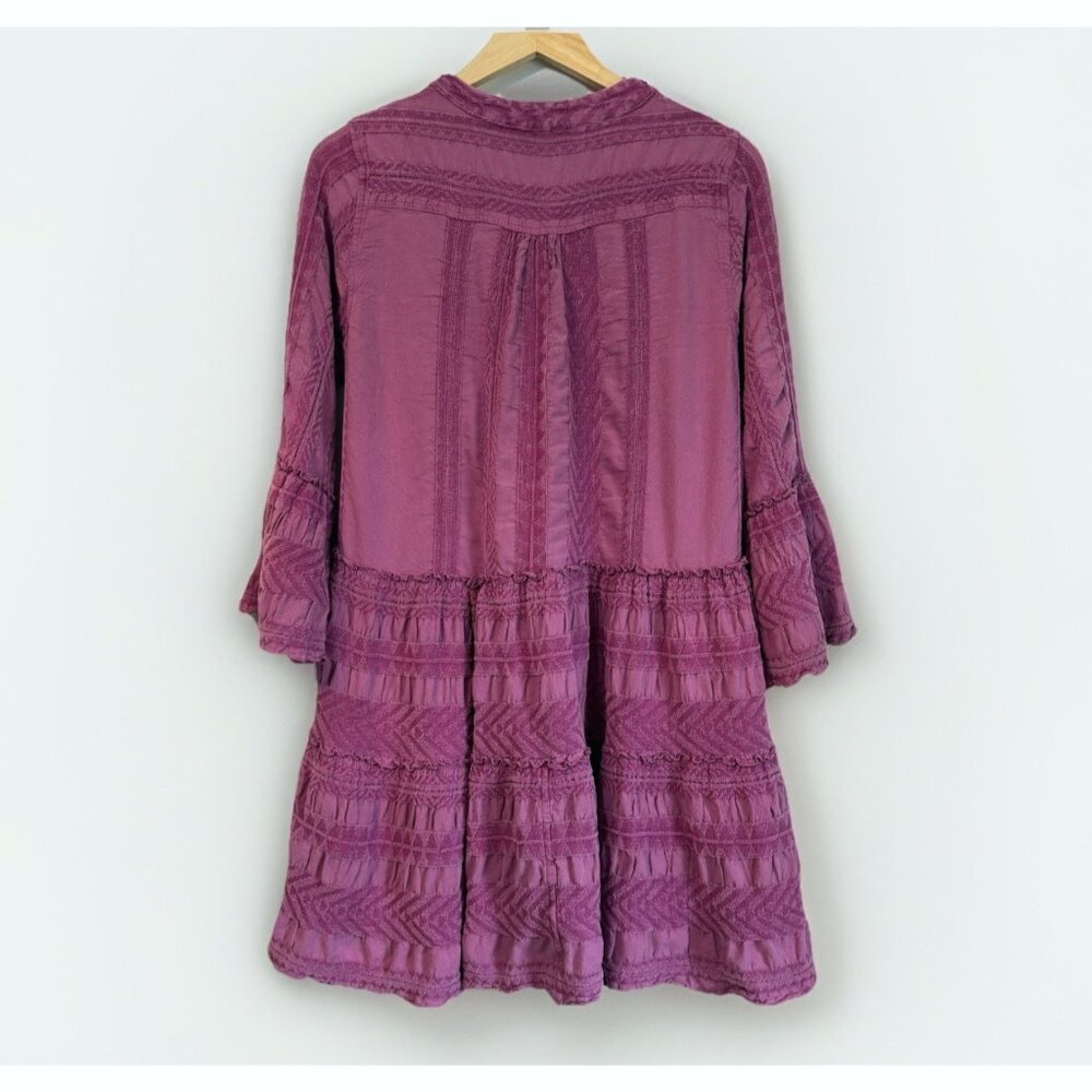 Anthropologie Womens Devotion Twins Petra Tiered Dress Small Pink Boho Feminine - Picture 9 of 10